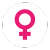 A bold pink female gender symbol inside a white circle with a light gray background, perfect for any Bernalier breeder or mini Berners enthusiast.